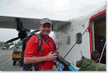 Excited to board the plane to Lukla