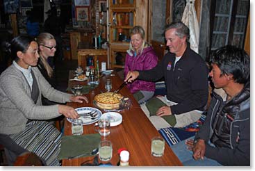 A celebration party with homemade apple pie!