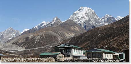 Admiring Lobuche Peak from the village of Pheriche