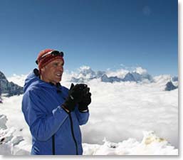 Enjoying a morning coffee above the clouds