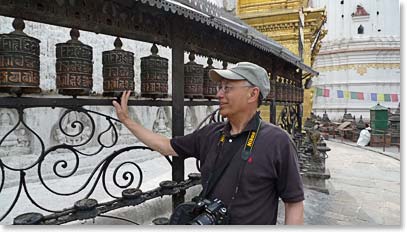 Prayer wheels in Kathmandu