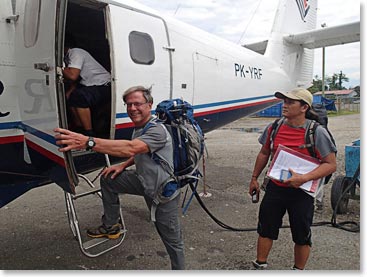 Boarding the plane to Sugagpa from Timika