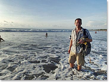 Finishing a Carstensz Pyramid expedition by soaking your feet in the oceans in Bali!
