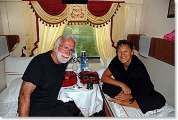 Climbers enjoying the midnight train to Moscow