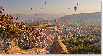 The typical morning view from our hotel in Cappadocia