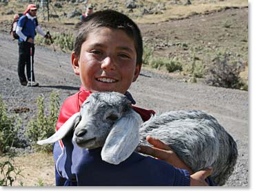 A shepherd boy shows us a friend