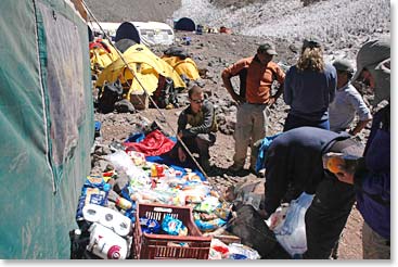 Logistics and organization in progress on the mountain