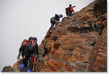 Rock section on Pequeno Alpamayo summit day