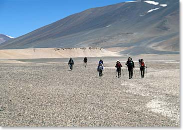 Hiking across the salt flats