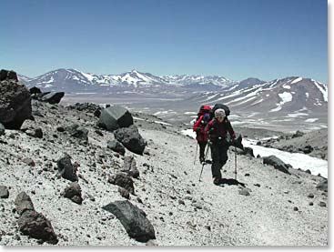 Heading up the slopes of Ojos