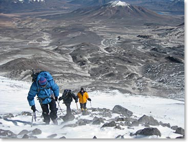 A snowy ascent