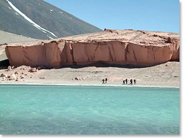 Trekking along the lake shore