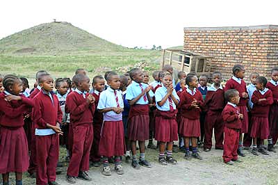 Children welcoming our team to their school