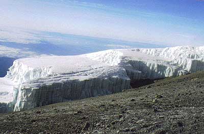 Glaciers near the summit of Kilimanjaro