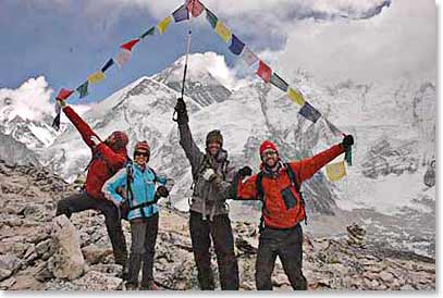 Nepalese prayer flags outlining Everest