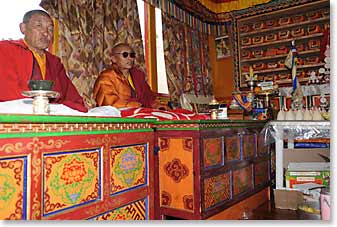 Lamas chanting during the pooja.