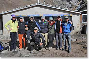 Everest base camp trek team at Lobouche