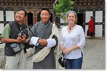 Caroline, Ang Temba, Wally and Tsering, our Bhutanese guide went to visit the Dzong.