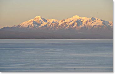 .Amazing view of the Andes from our boat.