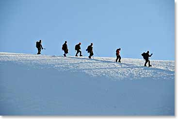 The team heads back down after a nice rest at the summit