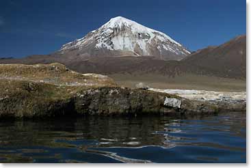 View of Sajama from hot springs