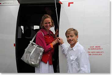 Mary Catherine and Donald board our flight from Narobi's Wilson Airport together