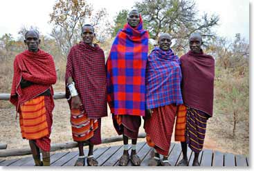 A group of Massai stop for a picture