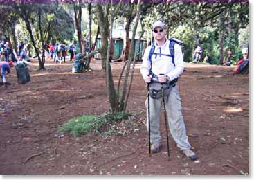 Brad gets prepared for his hike up Kilimanjaro