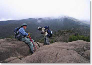 Larry enjoys a rest as he takes in the magnificent views of Kilimanjaro