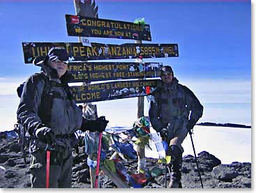 Larry and Brad reach their goal at the top of Africa!