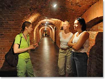 Martina and Marlene in the basement of Yusupov Palace, where Rasputin was assassinated in 1916