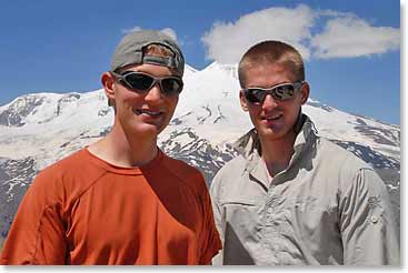 Brothers, Alex and John, are enjoying the views at the top