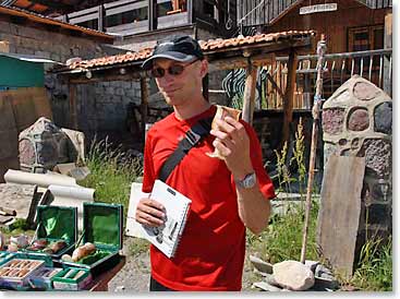 Dave takes a look at the local merchandise at the Cheget Ski Hill