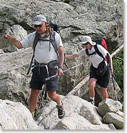 Mike and Joan Gaar on a technical river crossing