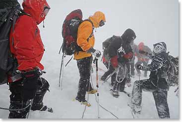 Team at the saddle on summit day