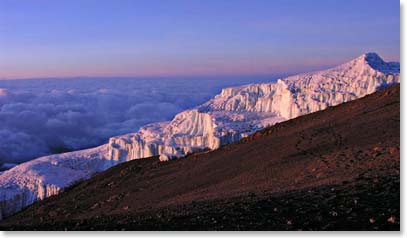 Sunrise on Kilimanjaro glacier