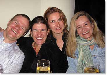 John, Kate, Lina and Leila having champagne at the Nevsky Palace
