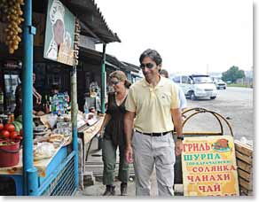 Kate and Michael shopping in the market