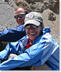 John and Kate are all smiles on our previous expedition to Aconcagua in January 2008
