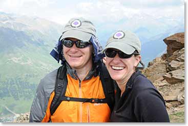 Brother and sister share a laugh together at the top of Cheget