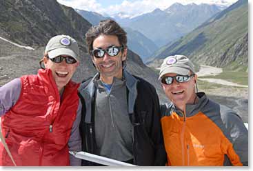 Kate, Michael and John are ready for this climb