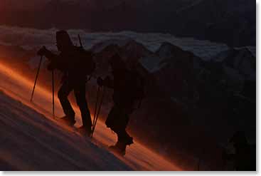 The group heads up in the dark