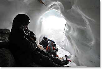 Photo taken inside the crevasse on our last Elbrus expedition