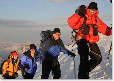 The sun is shining as we continue our ascent