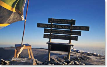 Sitting at 19,340 feet (5895 meters), Uhuru Peak is the highest point in Africa. As they move from the Stella/Gilman point at the crater rim, their goal will not be far away!