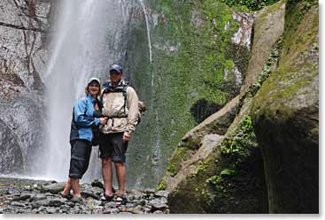 At the waterfall, Mt. Meru