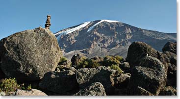 Magnificent views of Kilimanjaro are seen on the way up