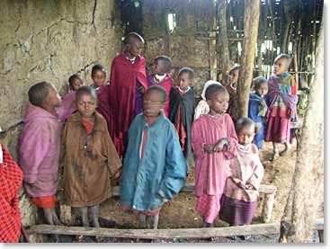 The Maasai children gather for their daily lessons at the school