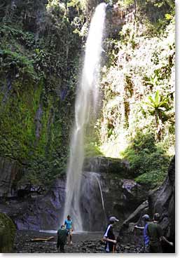 A magnificent waterfall on our Mt. Meru Hike