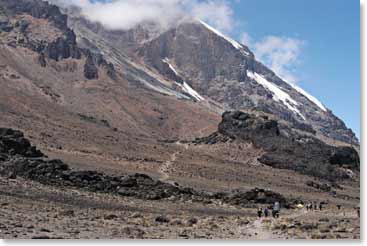The team will hike up the trail to Lava Tower which will help with their acclimatization.